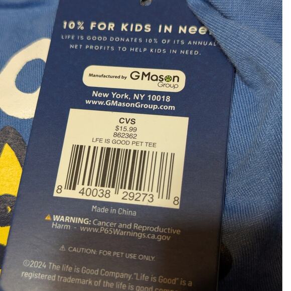 Life is Good "Good Buoy" Pet Dog T-shirt Short Sleeve Crew Neck Blue Tee Size XS - Picture 4 of 6